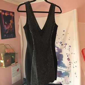 BEBE SPARKLE STUDDED LITTLE BLACK DRESS